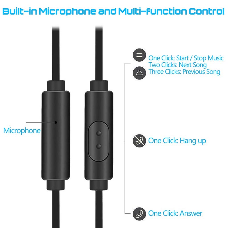 SourceTon 3 Packs Earphone with Remote & Microphone, in Ear Stereo Sound Noise Isolating Tangle Free for Smartphones, Laptops, Gaming, Fits 3.5mm Interface Device - Image 3